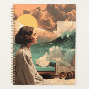 Surreal Interior With Woman and Cat Planner