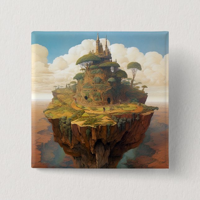 Surreal Island Landscape Fantasy Art 15 Cm Square Badge (Front)