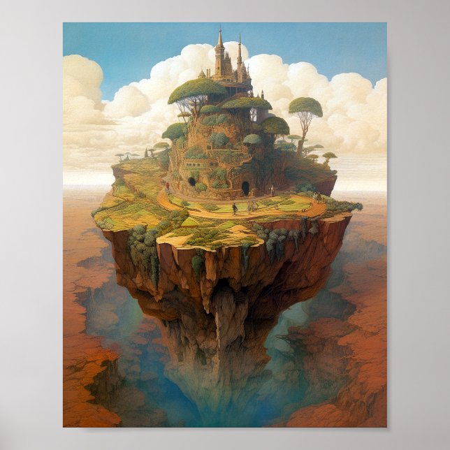 Surreal Island Landscape Fantasy Art Poster (Front)