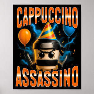 Surreal Italian Brainrot Cappuccino Ino Birthday M Poster
