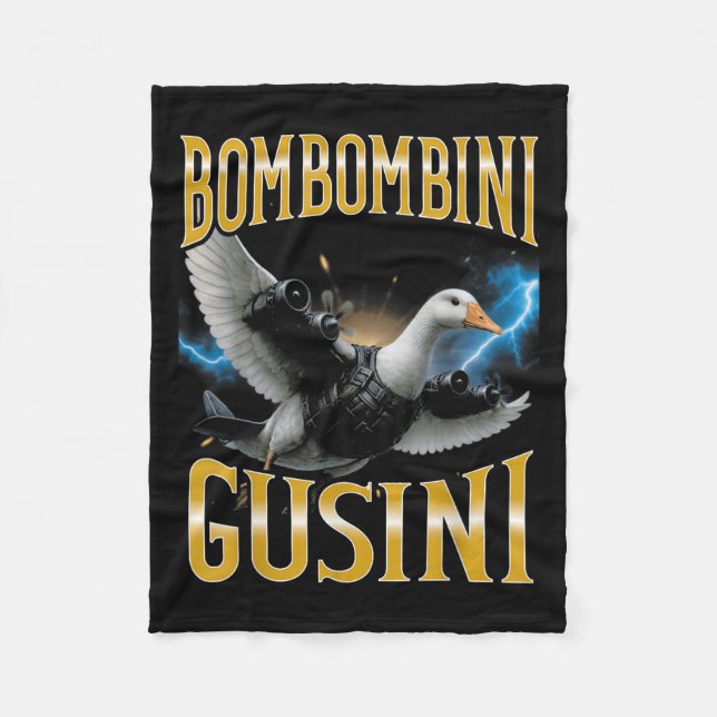 Surreal Italian Brainrot Meme Bombombini Gusini Fu Fleece Blanket (Front)