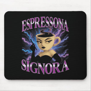 Surreal Italian Brainrot Meme Espressona Signora F Mouse Mat