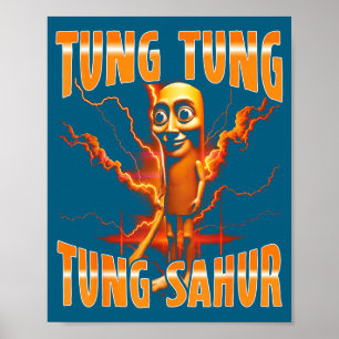 Surreal Italian Brainrot Meme Tung Tung Tung Sahur Poster