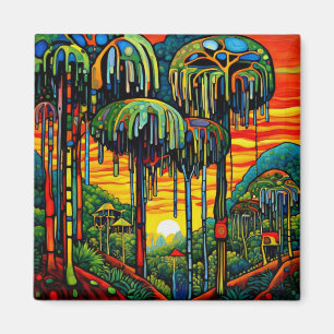 Surreal Jungle Sunset Magnet