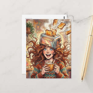 Surreal Lady and A Toaster on her head Postcard