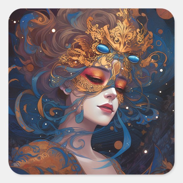 Surreal Lady Fantasy Art Square Sticker (Front)