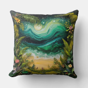 Surreal Landscape Artwork Featuring Vibrant Nature Cushion