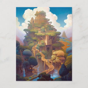 Surreal Landscape Castle Fantasy Art Postcard