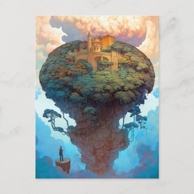 Surreal Landscape Castle Fantasy Art Postcard (Front)