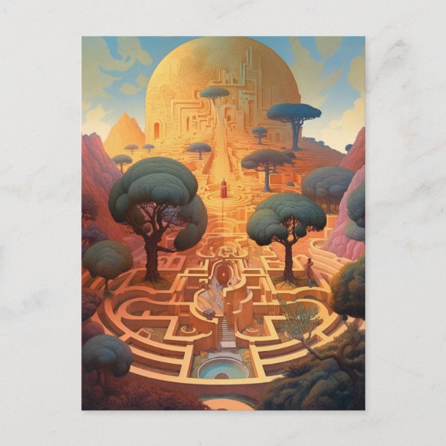 Surreal Landscape Maze Fantasy Art Postcard (Front)