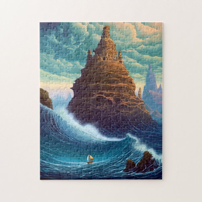 Surreal Landscape Towering City Fantasy Art Jigsaw Puzzle (Vertical)