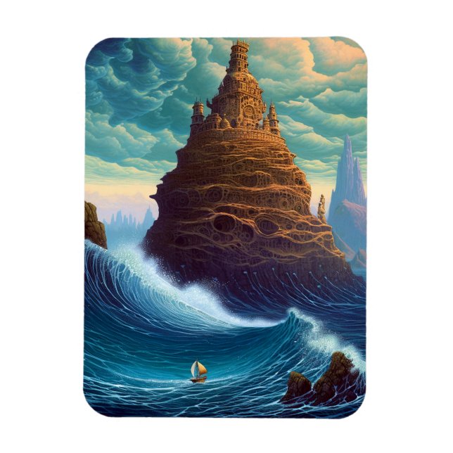 Surreal Landscape Towering City Fantasy Art Magnet (Vertical)