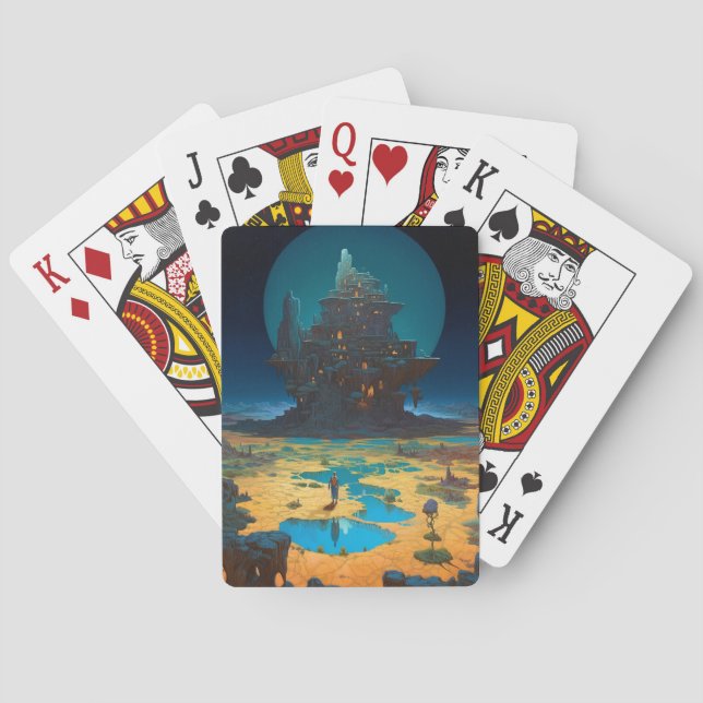 Surreal Landscape Towering City Fantasy Art Playing Cards (Back)