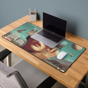 Surreal Landscape Vision, Surreal female portrait  Desk Mat