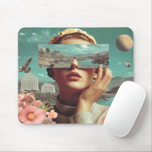 Surreal Landscape Vision, Surreal female portrait  Mouse Mat