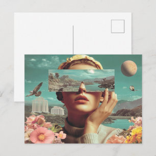 Surreal Landscape Vision, Surreal female portrait  Postcard