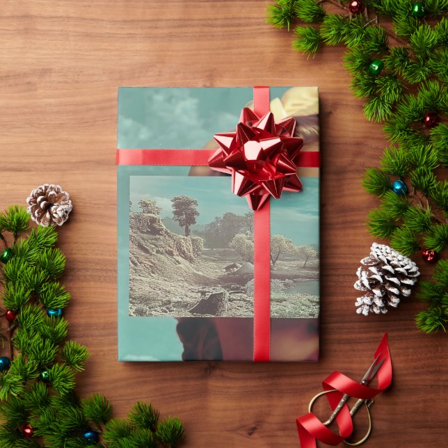 Surreal Landscape Vision, Surreal female portrait  Wrapping Paper (Holiday Gift)