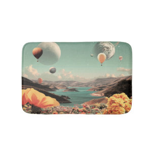 Surreal Landscape with Air Balloons and Moon Bath Mat