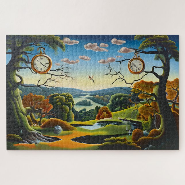 Surreal Landscape with Clocks and Lake Jigsaw Puzzle (Horizontal)