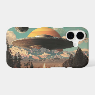 Surreal Landscape with Road, UFO and Saturn 