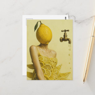 Surreal Lemon Lady Postcard