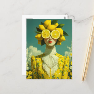 Surreal Lemon Woman Postcard