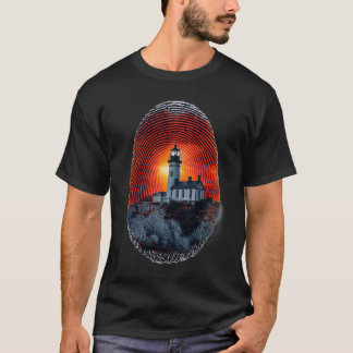 Surreal Lighthouse Fingerprint Pattern T-Shirt
