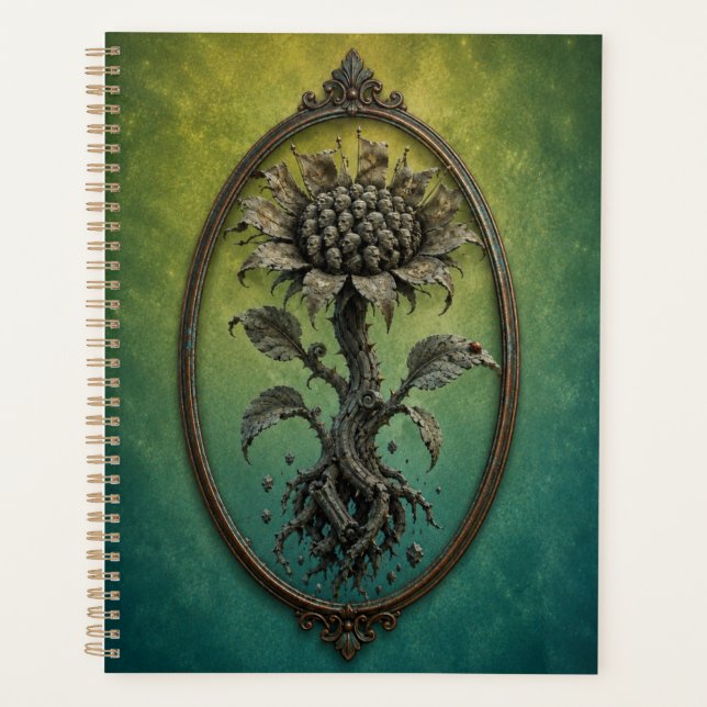 Surreal Many Faces Flower Notebook Planner (Front)