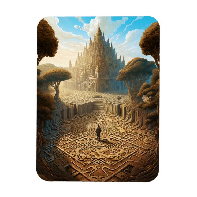 Surreal Maze Castle Landscape Fantasy Art Magnet (Vertical)