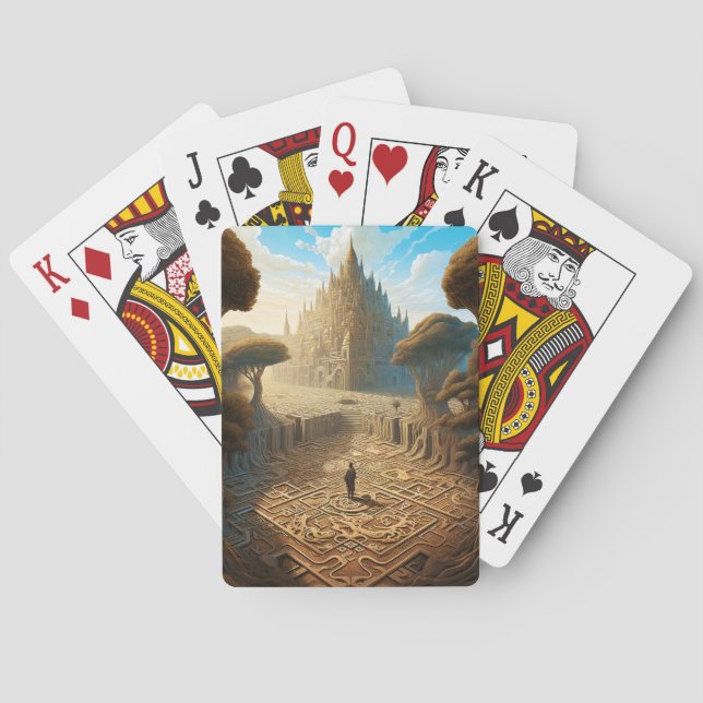Surreal Maze Castle Landscape Fantasy Art Playing Cards (Back)