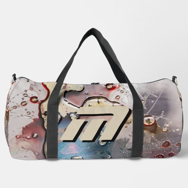 Surreal Metallic Fluid Art Custom Quote Duffle Bag (Front)