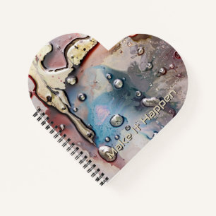 Surreal Metallic Fluid Art Custom Quote Heart Notebook