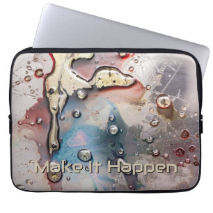 Surreal Metallic Fluid Art Custom Quote Laptop Sleeve