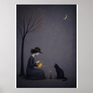 Surreal Minimalist Illustration – Woman Nurturing  Poster