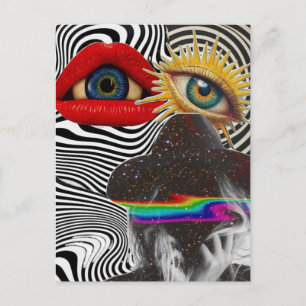 Surreal Mixed Media Collage Postcard