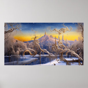 Surreal Modern Abstract winter wonderland  Poster