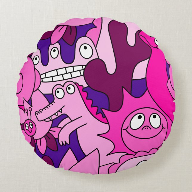 Surreal Monster Mash Round Cushion (Front)