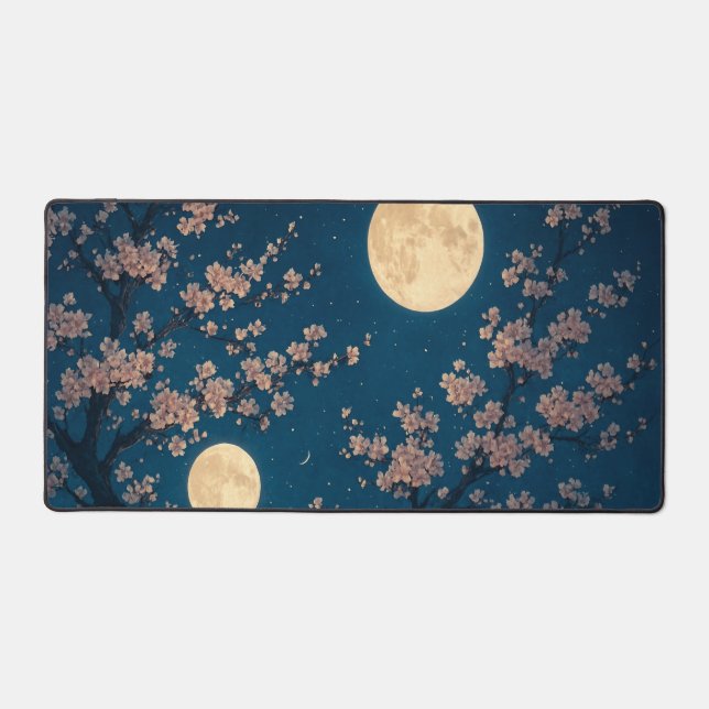 Surreal Moonlit Sakura Desk Mat (Front)