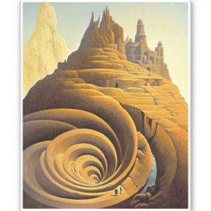 Surreal Mountain City Fantasy Art