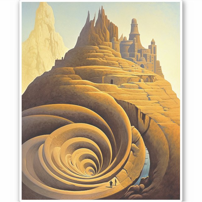 Surreal Mountain City Fantasy Art (Front)