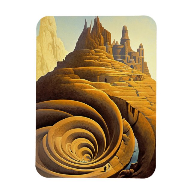 Surreal Mountain City Fantasy Art Magnet (Vertical)