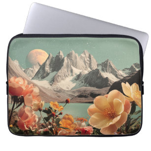 Surreal Mountain Landscape With Blooming Flowers Laptop Sleeve