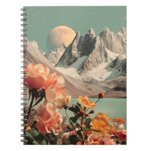 Surreal Mountain Landscape With Blooming Flowers Notebook