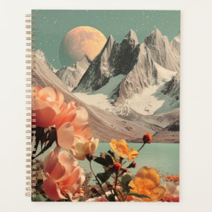 Surreal Mountain Landscape With Blooming Flowers Planner