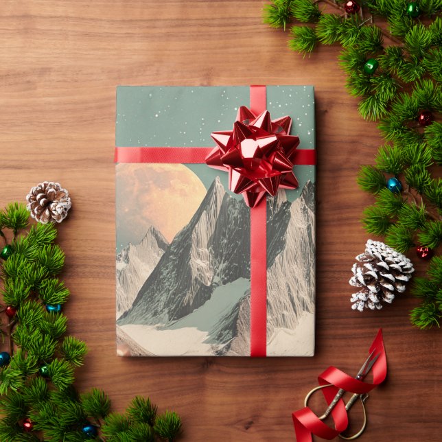 Surreal Mountain Landscape With Blooming Flowers Wrapping Paper (Holiday Gift)