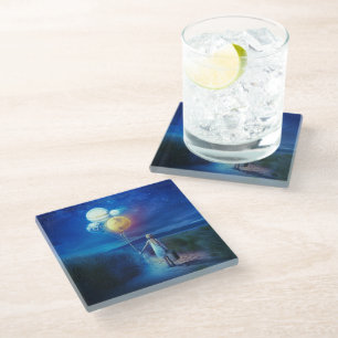Surreal Moving to Her Future  Glass Coaster
