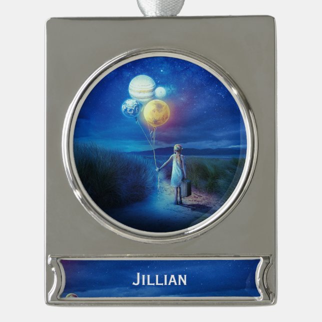 Surreal Moving to Her Future Personal Silver Plated Banner Ornament (Front)