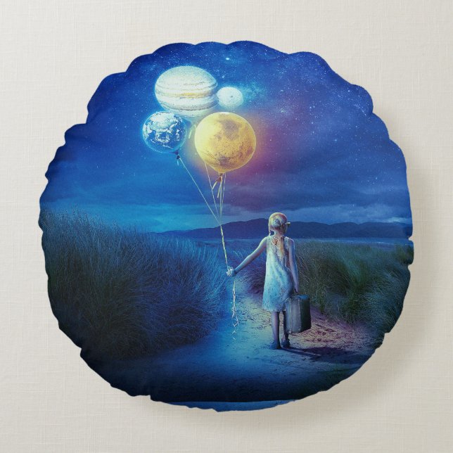 Surreal Moving to Her Future  Round Cushion (Front)