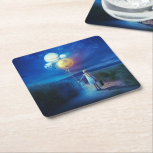 Surreal Moving to Her Future  Square Paper Coaster