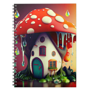 Surreal Mushroom House Scene Notebook